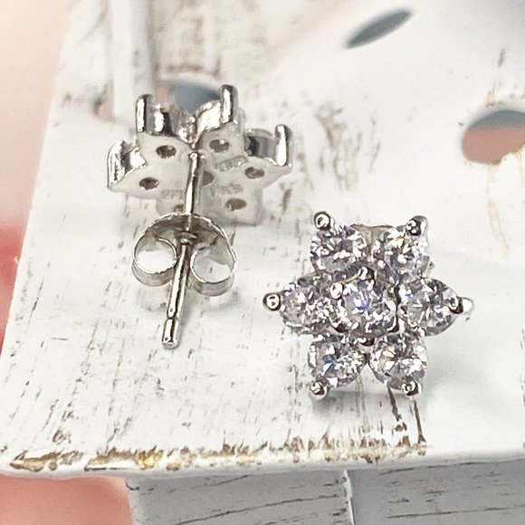 Sterling Silver Star Cubic Zirconia Stud Earrings - Picture 6 of 9